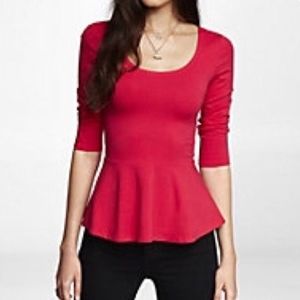 Express Pink 3/4 Sleeve Peplum Top